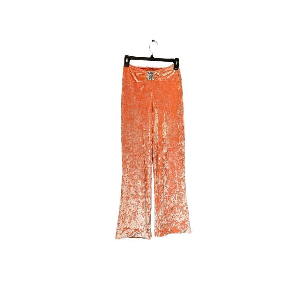 Leo’s dancewear crushed velvet peach Elastic waist bell bottom pants size medium